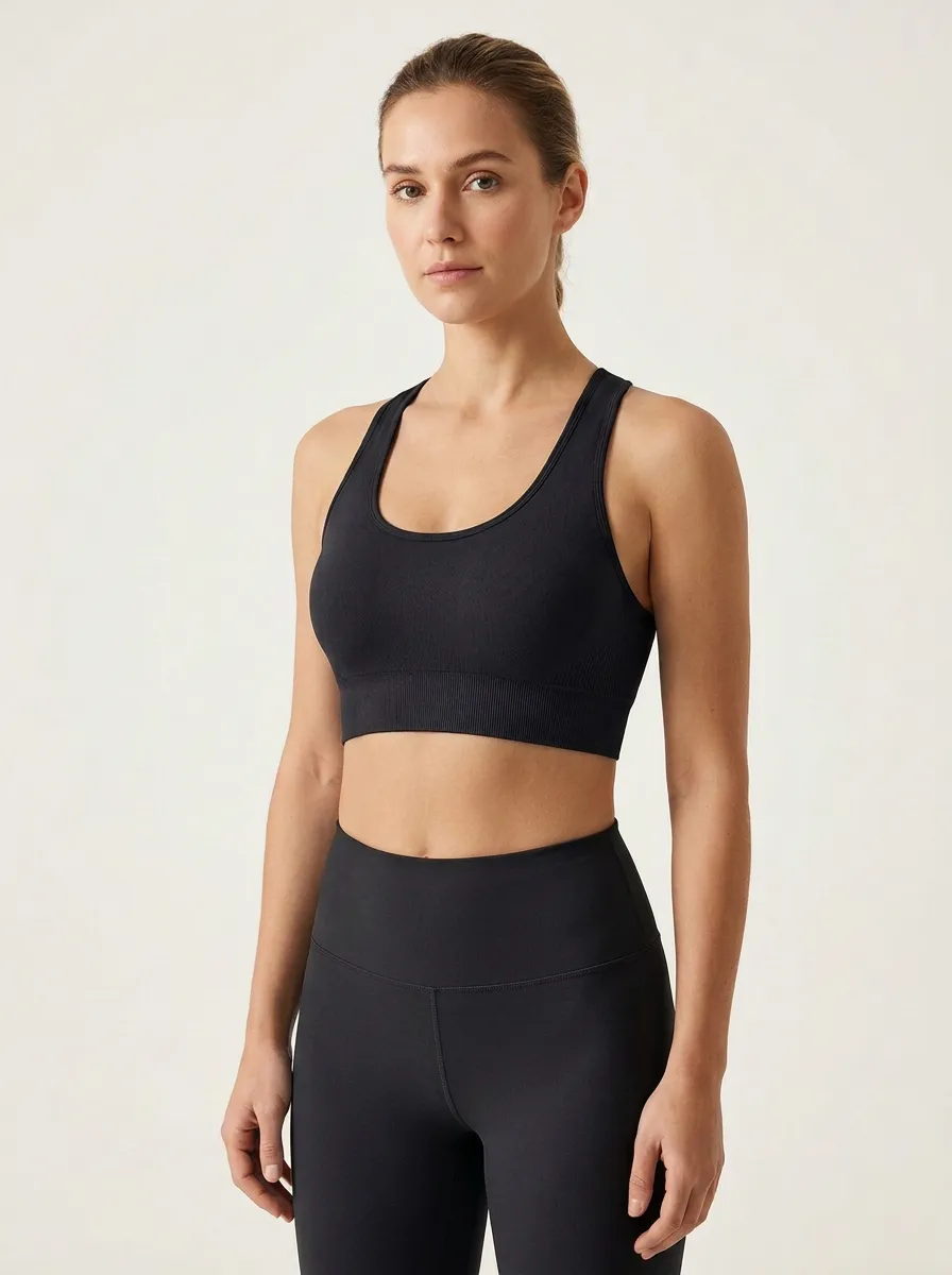 Women's Rose-Detail Scoop-Neck Racerback Sports Bra