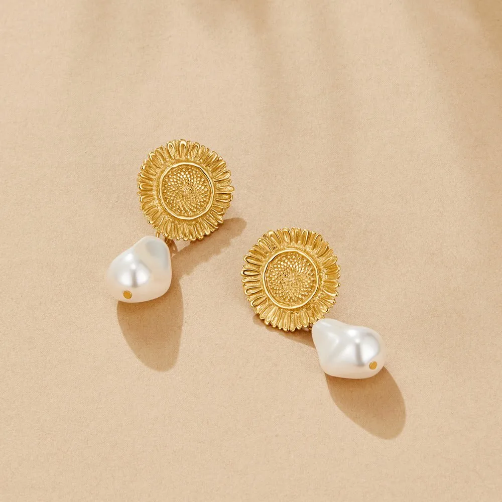 Pearl Blossom Drop Earrings