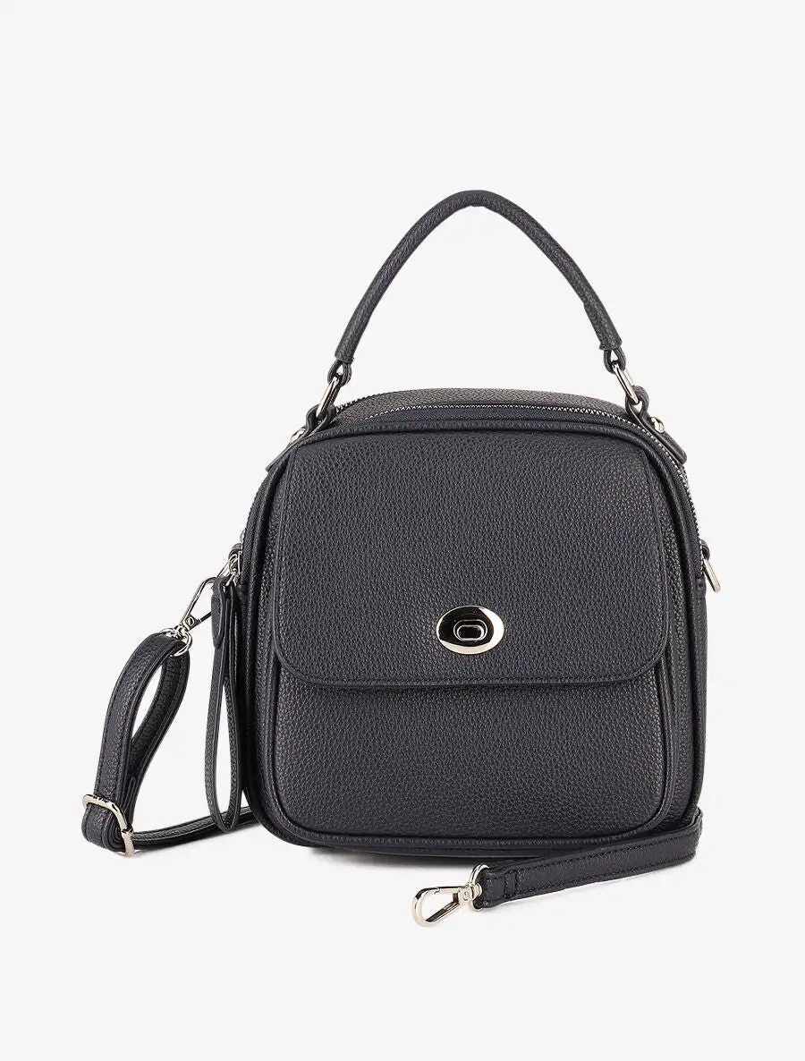 Double Detail Textured Crossbody Bag
