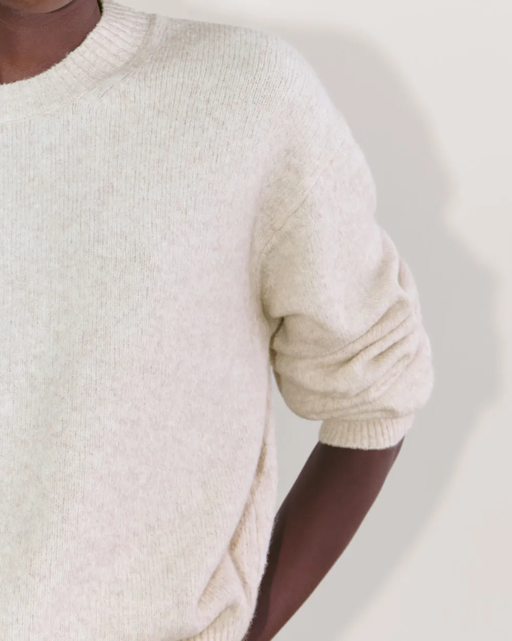 White Ribbed Collar Knit Sweater