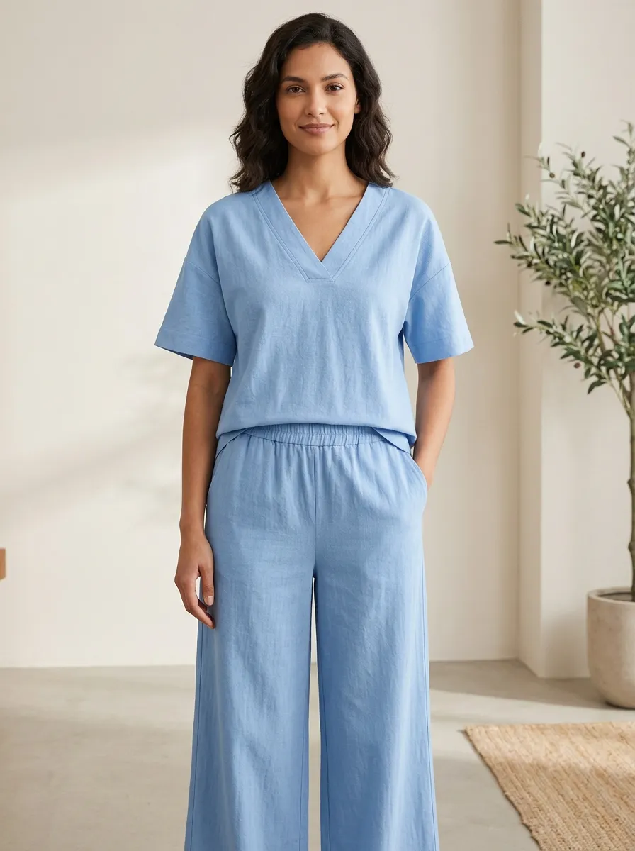 Daily Relaxed Women's V-Neck Casual Lounge Set