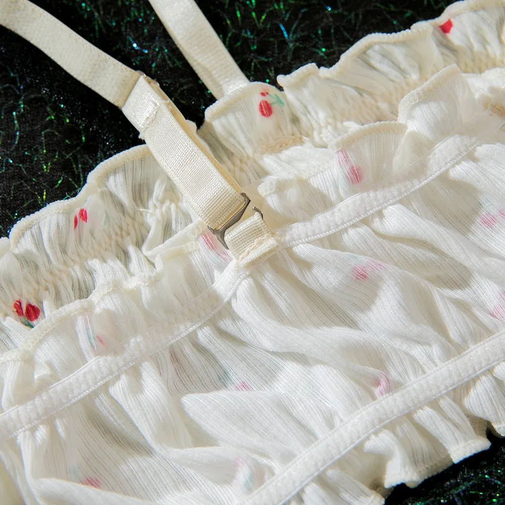 Ruffled Milk-Silk Crop Lingerie Set