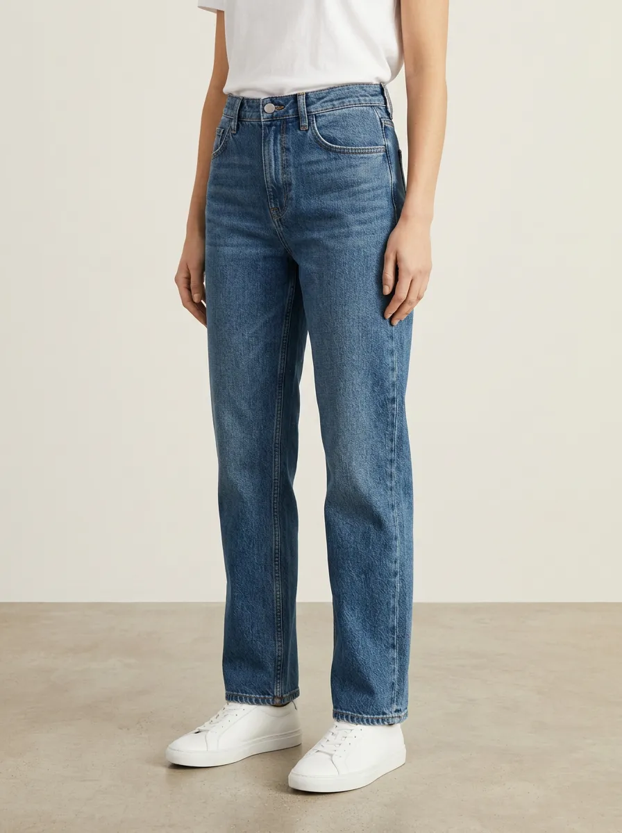 Straight-Leg High-Rise Denim Casual Denim Jeans