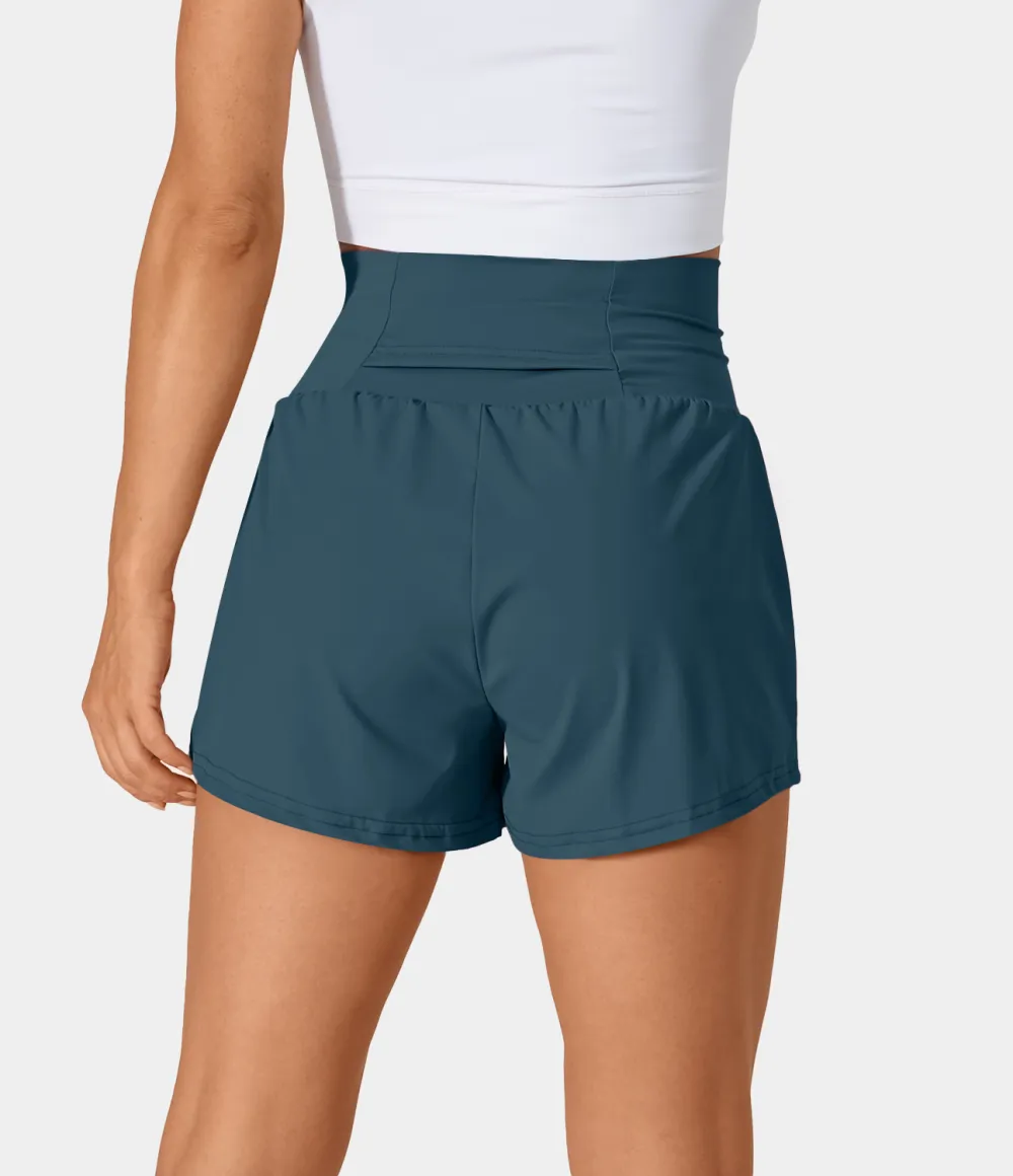 2026🔥  Super High Waisted Back Pocket & Side Hidden Pocket 2-in-1 Yoga Shorts 2.5
