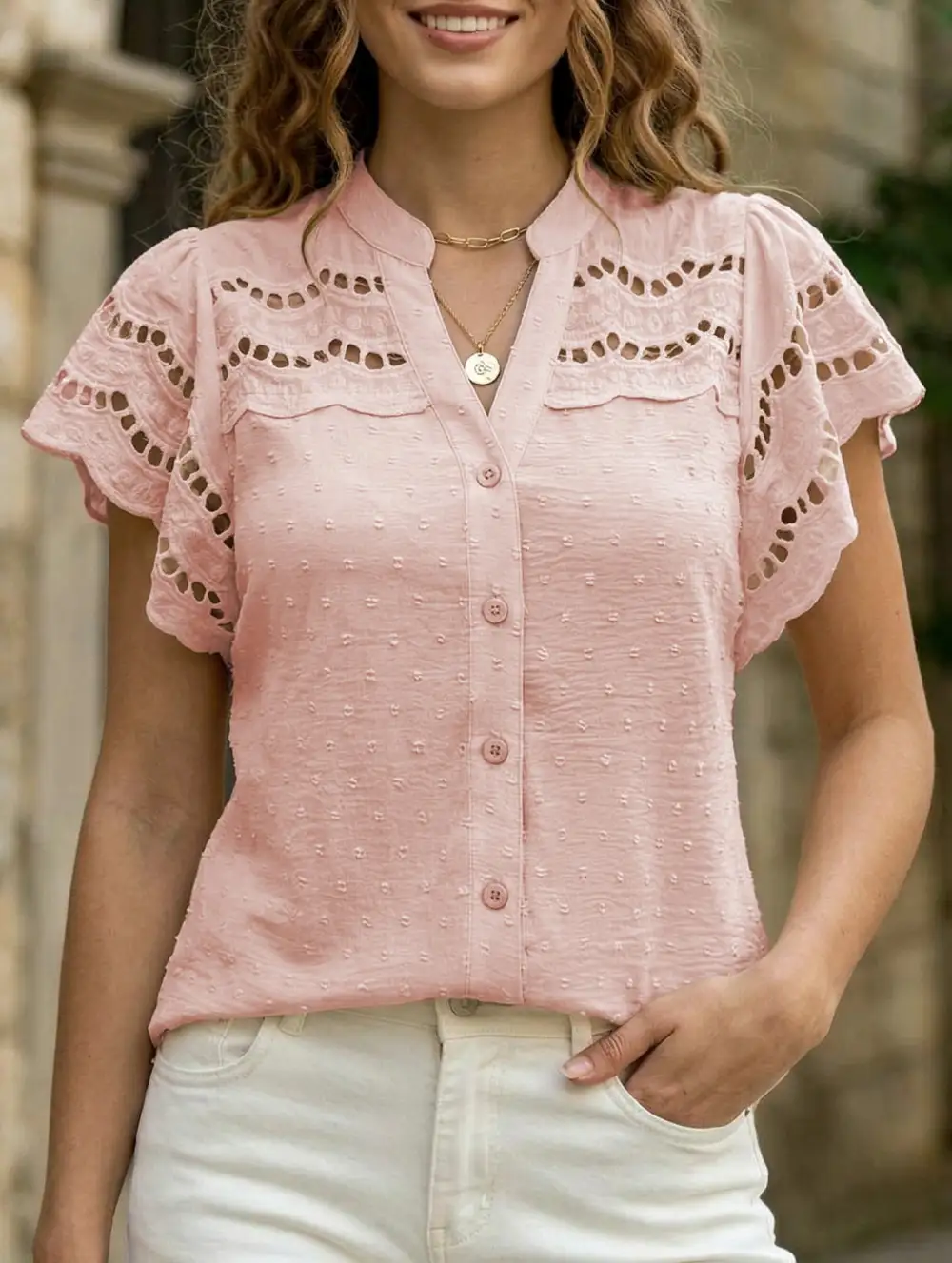 Lounge Lace Detail Ruffle Detail Blouse