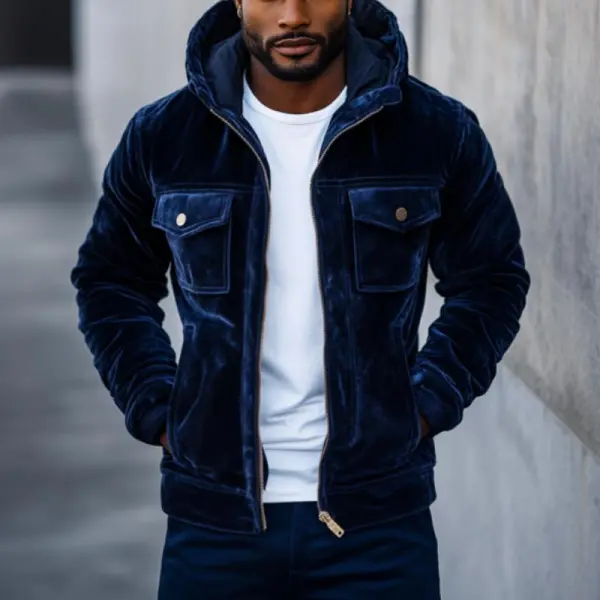Velvet Hooded Jacket