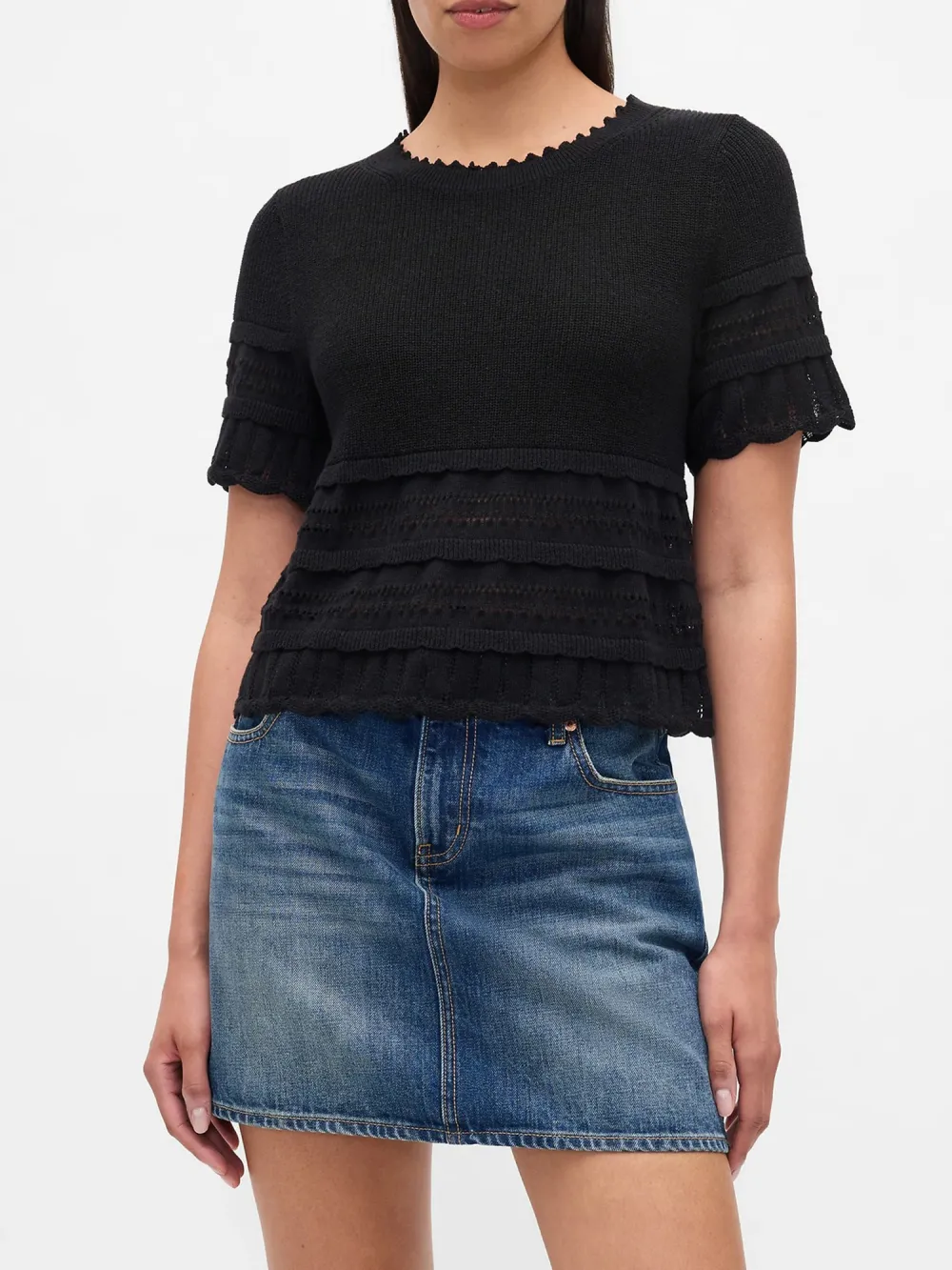 Ribbed Mouth Hollow Sweater