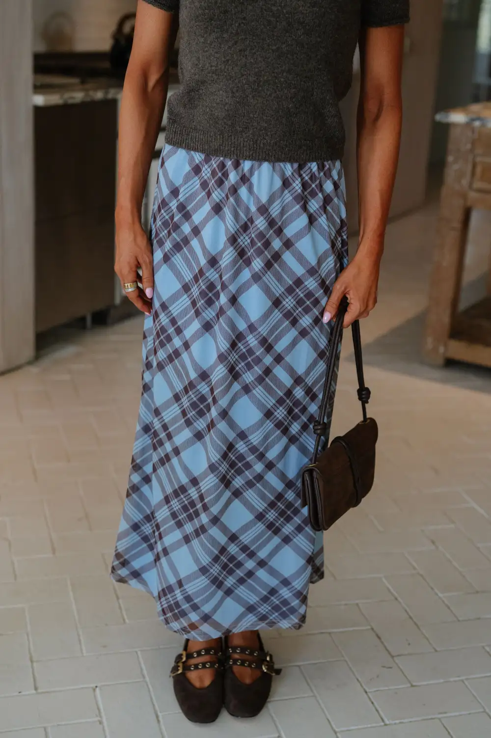 Plaid Midi Skirt