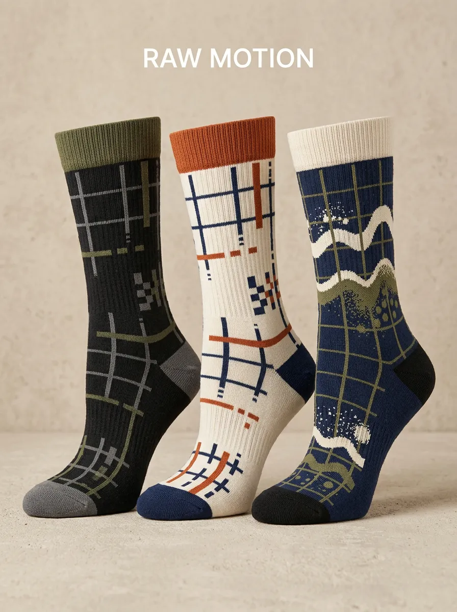 Everyday Plaid Geometric Abstract Casual Sock Set