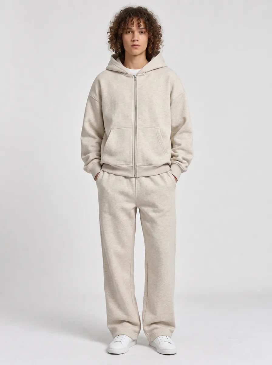 Unisex Sport Essential Oversized Hooded Zip Tracksuit Set