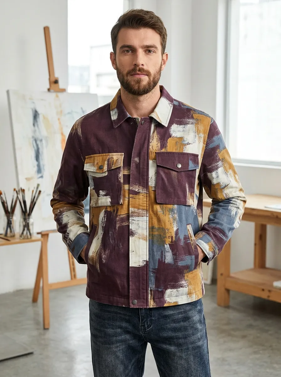 Men's Abstract Brushstroke Rugged Weekend Jacket