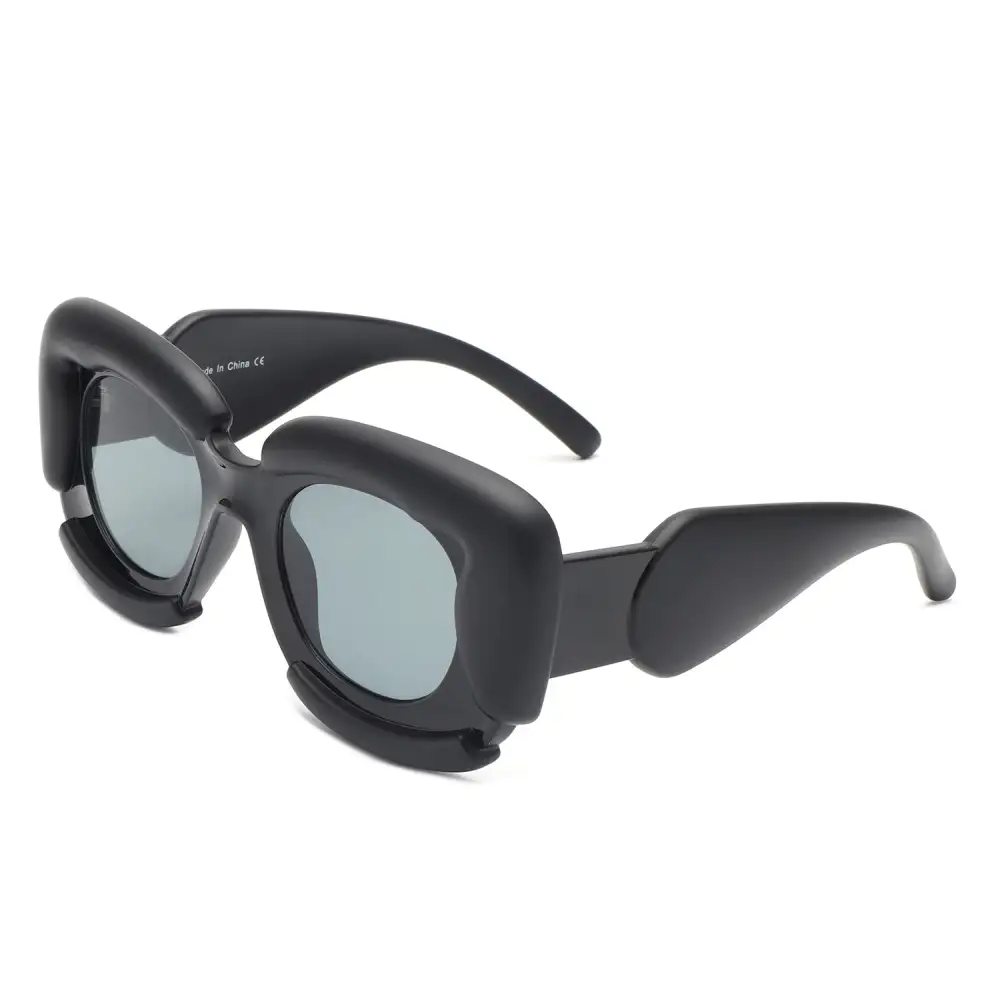 Low Profile Square Geometric Frame Sunglasses