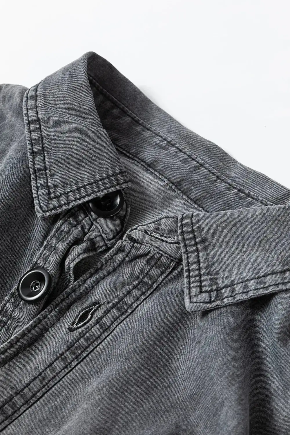 Denim Button Front Casual Jacket