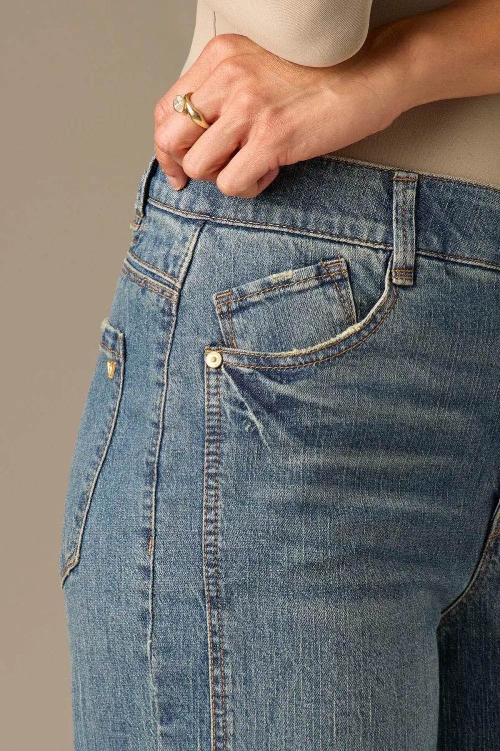   Double Side Seam Wide Leg Jeans