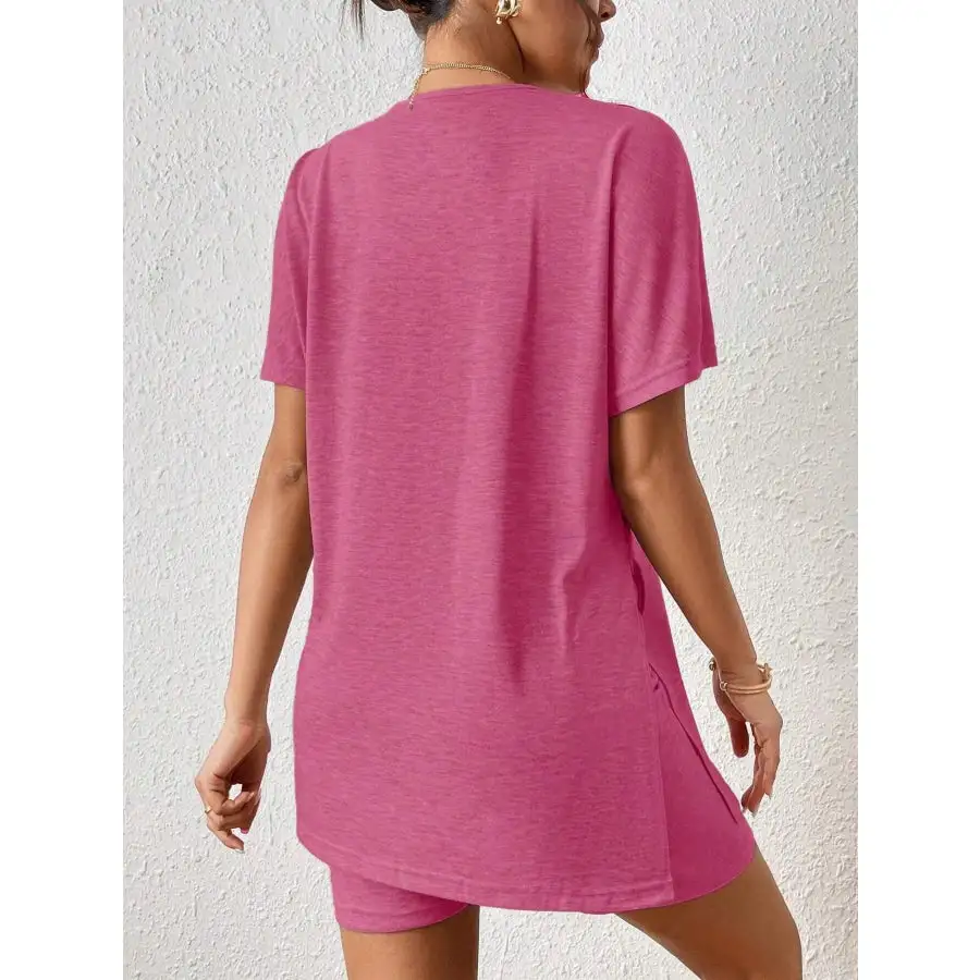 Casual Round Neck T Shirt and Shorts Set