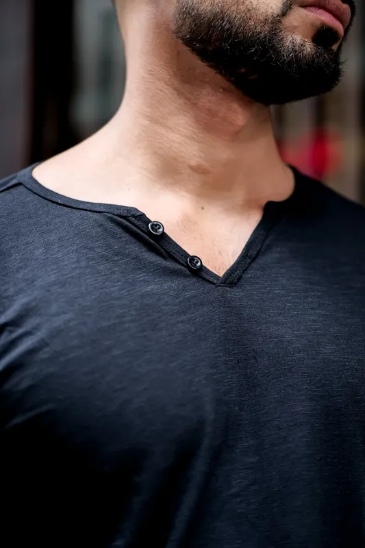 Black  Floral Rayon Button-Down Shirt