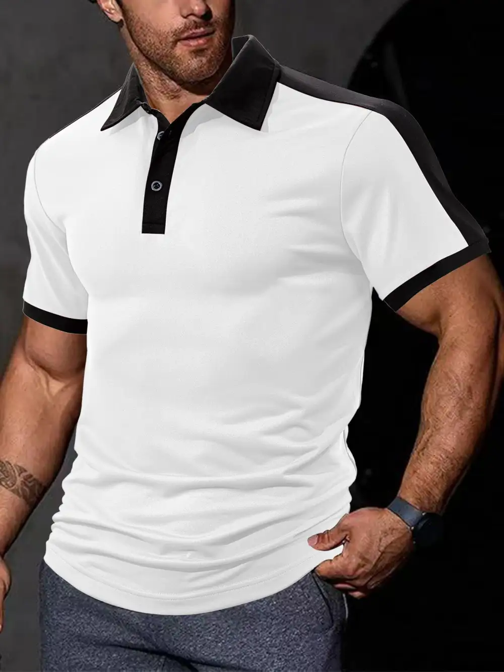 Contrast Trim Fitted Polo Shirt