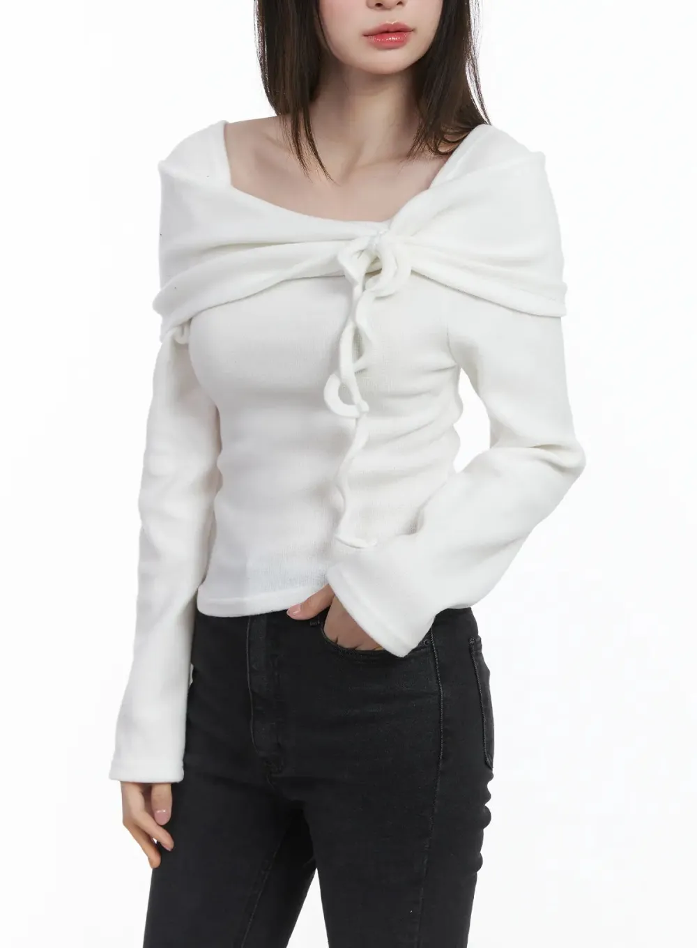 Cozy Fleece Off-Shoulder Shirred Top