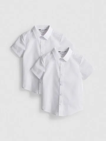 3-7yrs | 2pk Unisex Cotton Blend Short Sleeve School Shirts