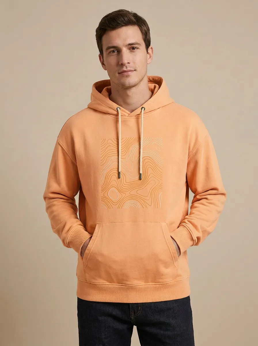 Men's Everyday Hiking Outdoor Lover Topographic Map Print Hoodie