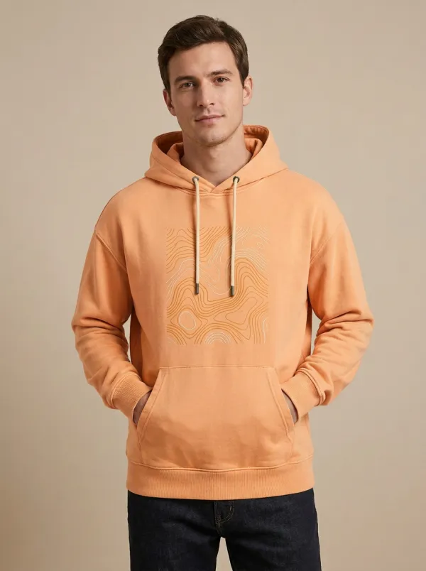 Men's Everyday Hiking Outdoor Lover Topographic Map Print Hoodie
