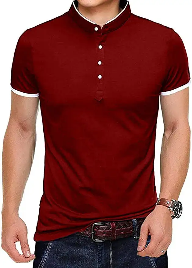 Classic Mandarin Collar Grandad Collar Polo Collar Polo Shirt