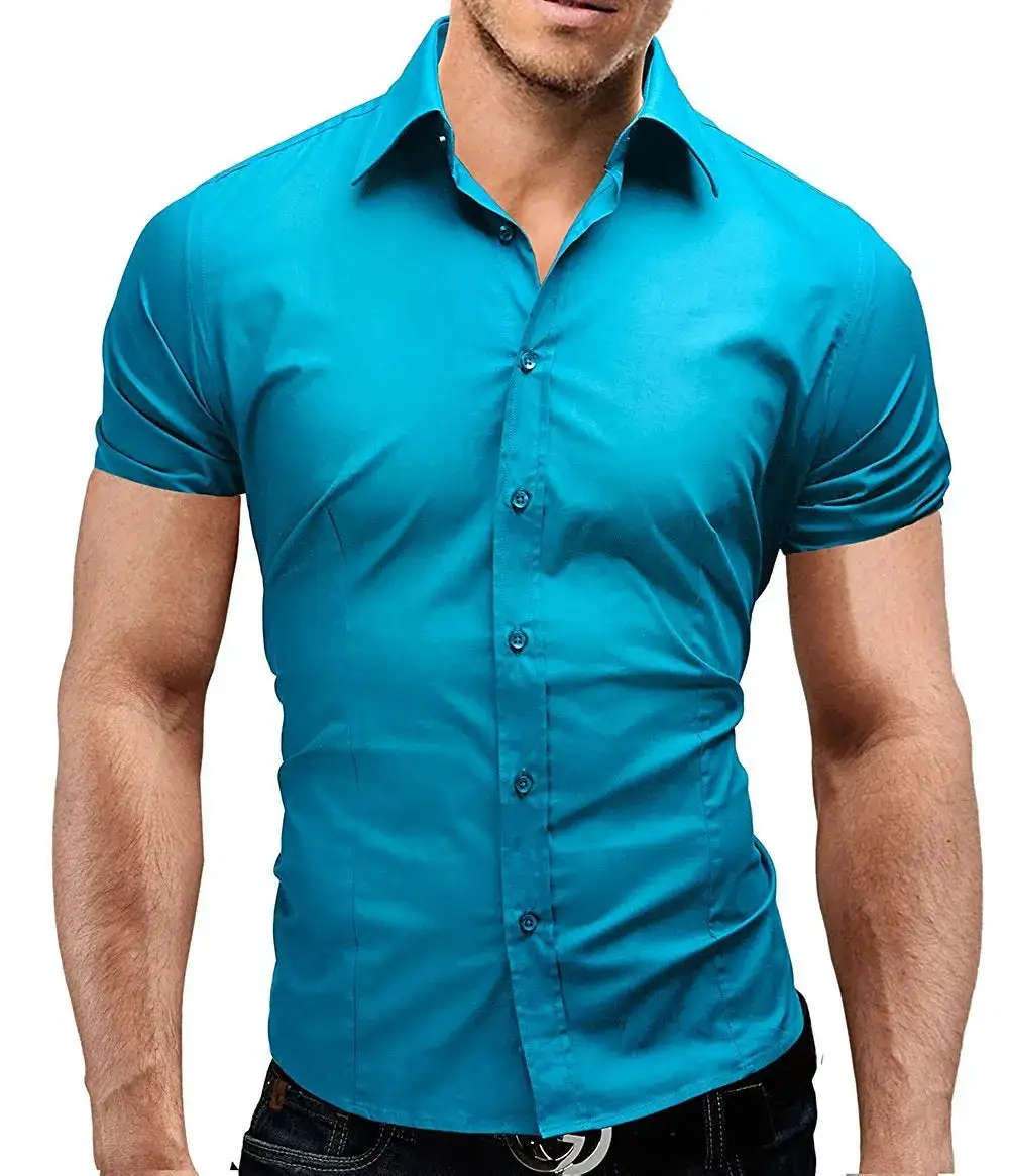 Short Sleeve Slim Fit Casual Dress Shirt