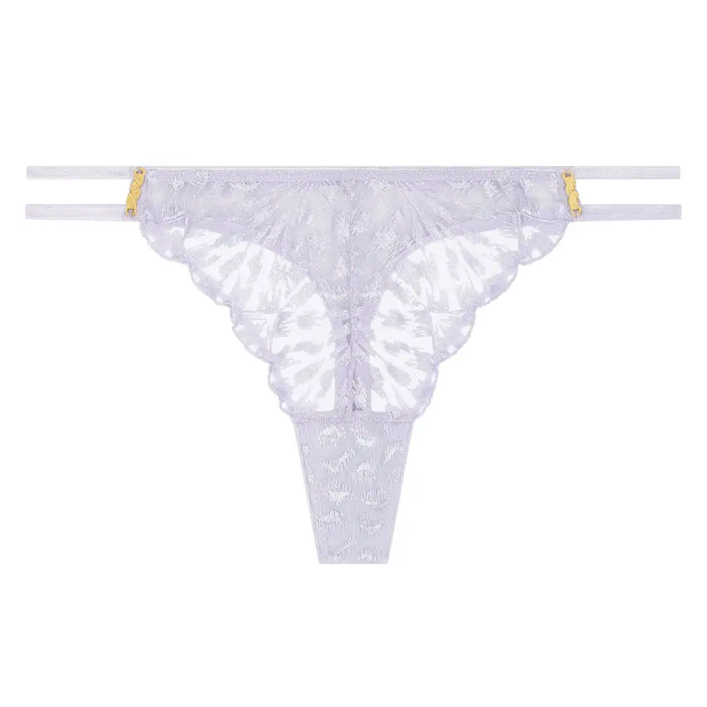 Women's High Cut Elastic Waistband Cotton Gusset Embroidery Cotton Lightweight Soft Fabric Stretch Fit Tanga Panty
