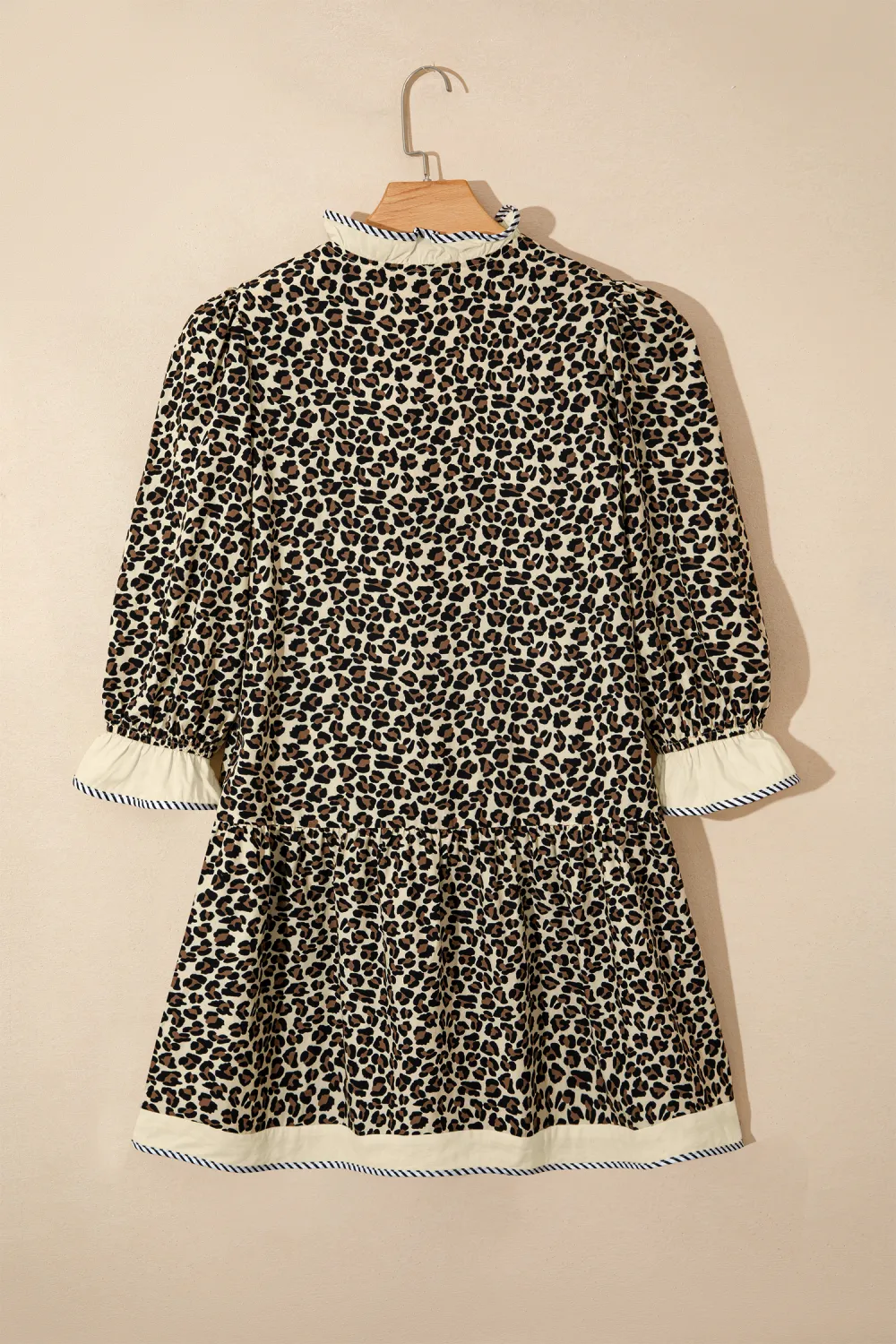 Black Leopard Trim Mini Dress