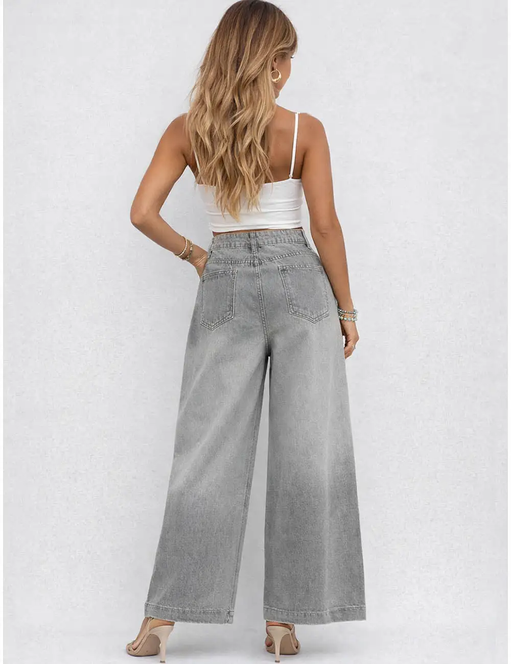Rhinestone Baggy Jeans Wide Leg Denim Pants