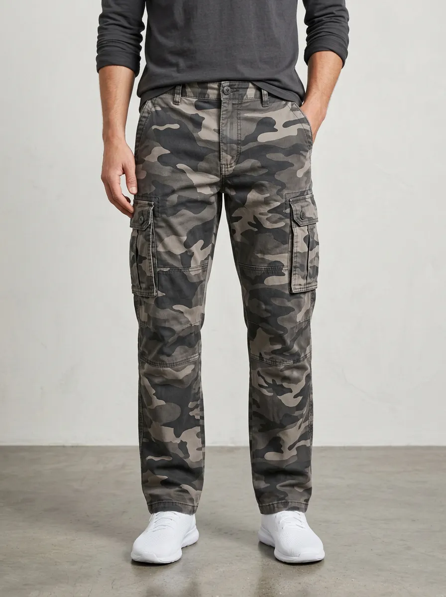 Heavy-Duty-Look Camouflage Camouflage Cargo Pants