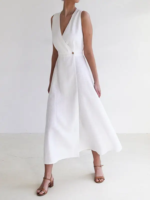 Joint Sleeveless Neck Maxi Dress