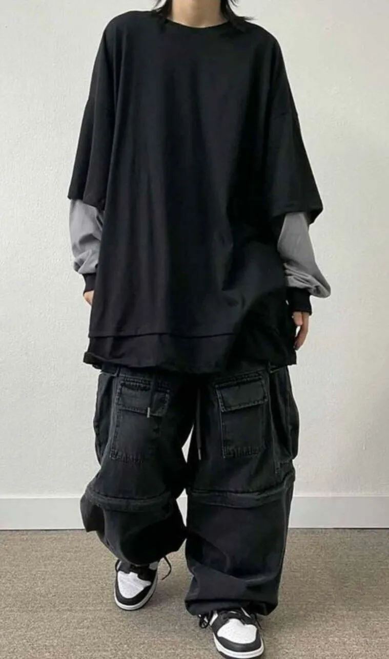 Convertible Denim Relaxed Cargo Pants
