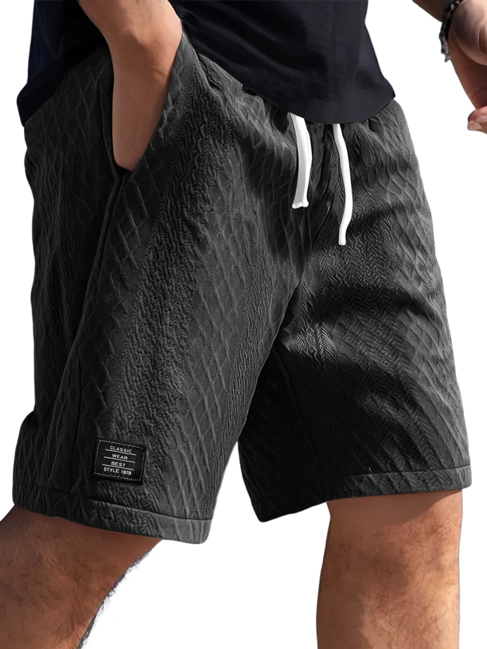 Textured Jacquard Casual Shorts