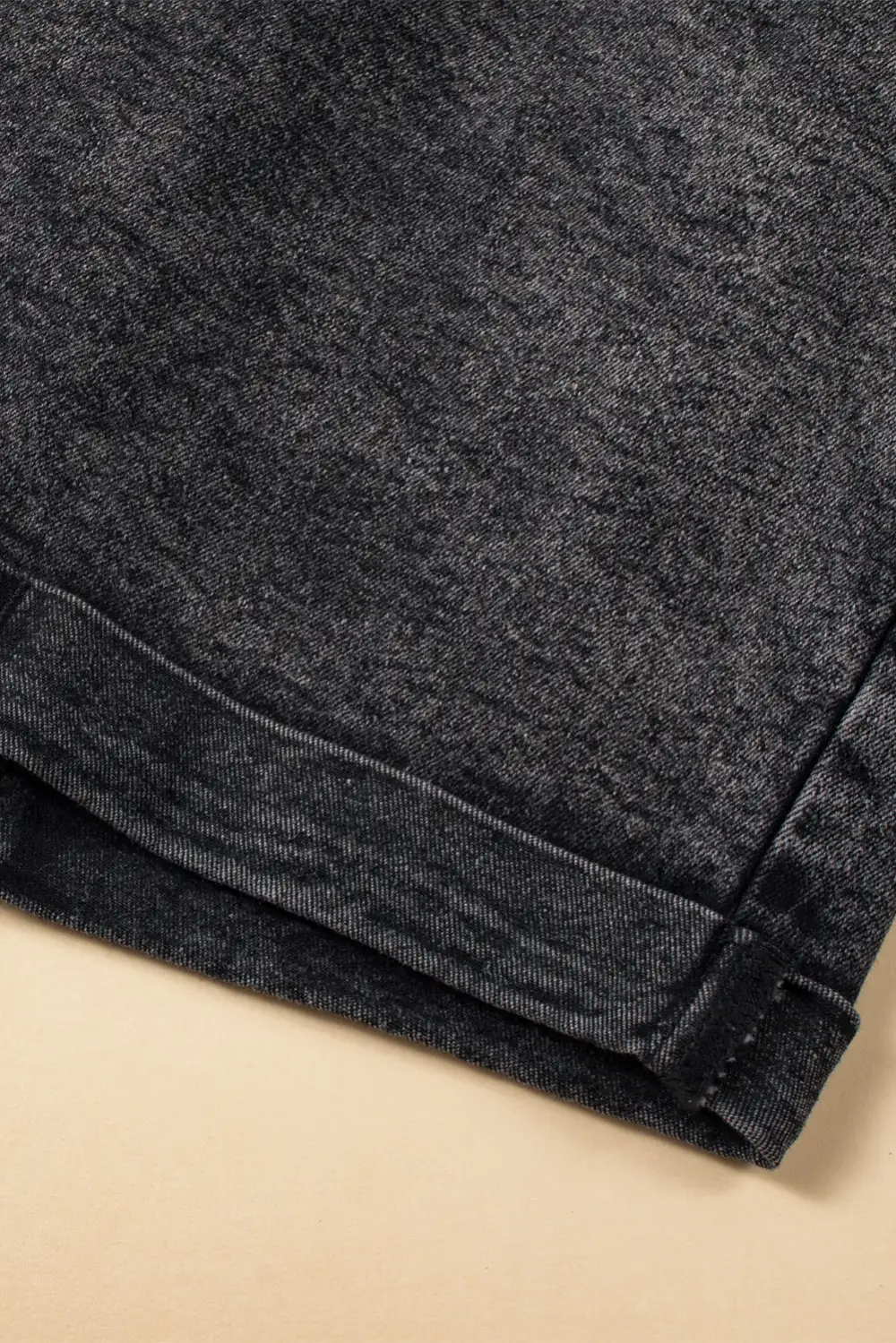 Black Vintage Washed Frilled High Waist