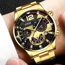 4pcs/set Men's Watch and Triangle Spearhead Necklace Set Combo - Luxury Analog Quartz Wristwatch Date Casual Business Watch