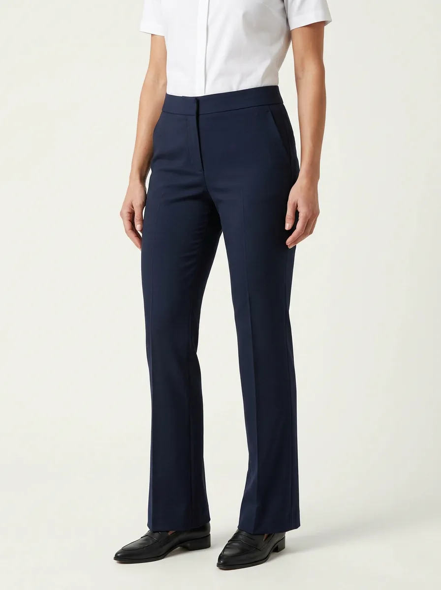 Women's Mid-Rise Pressed-Crease Straight Trousers