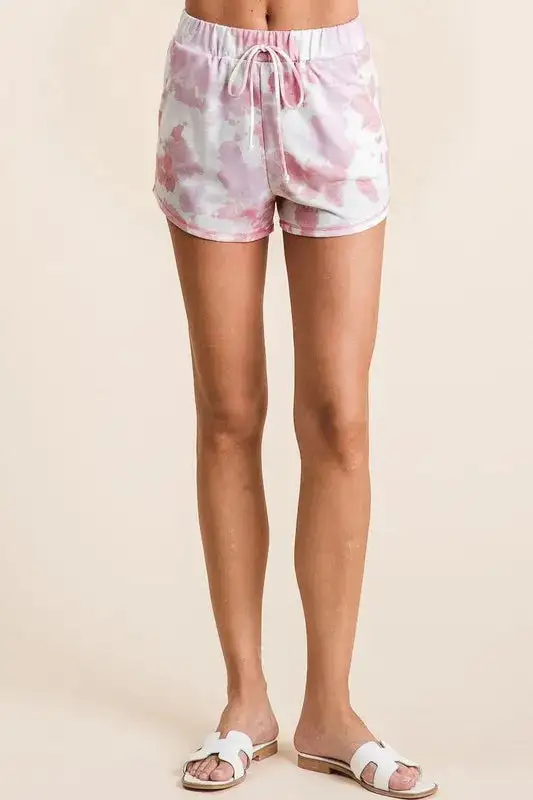 Tie Dye Print Terry Side Pocket Shorts