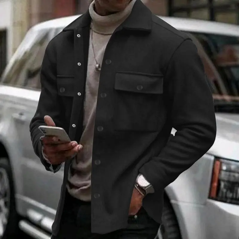 Buttoned Textured Work Jacket