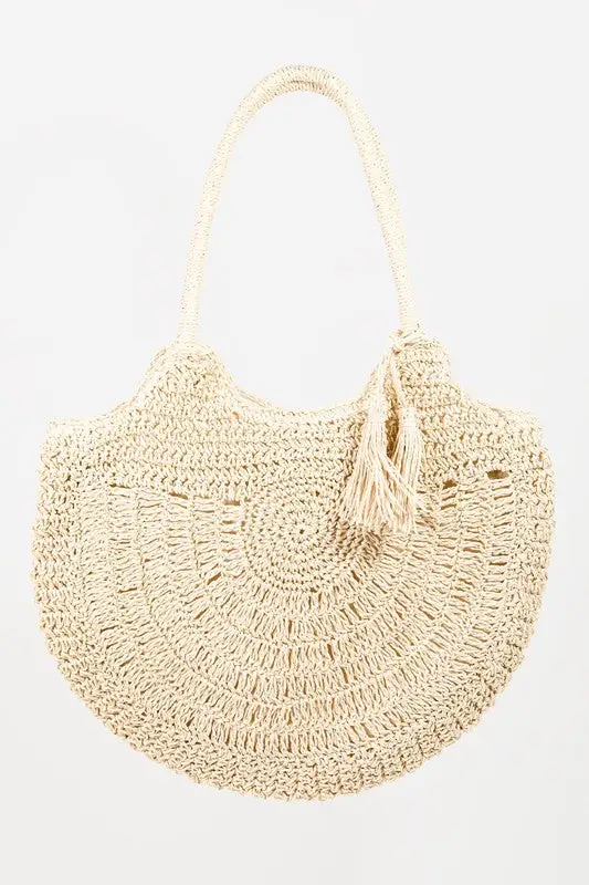 Straw Braided Circle Tote Bag