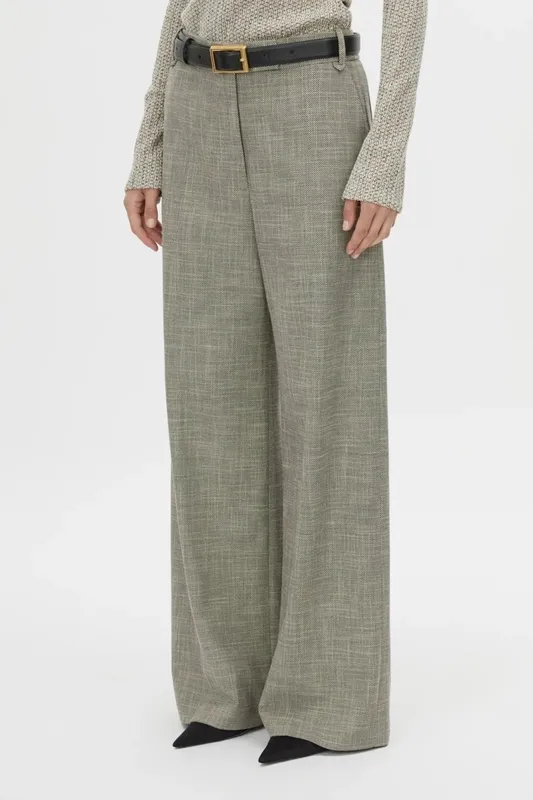 Chocolate Marle Tailored Wide-Leg Pants