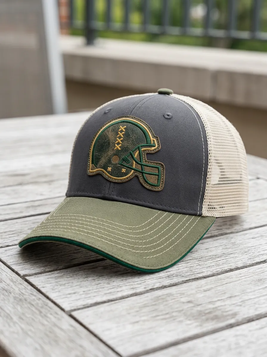 Men's Heritage Football Fan Vintage Helmet Patch Printed Trucker Hat