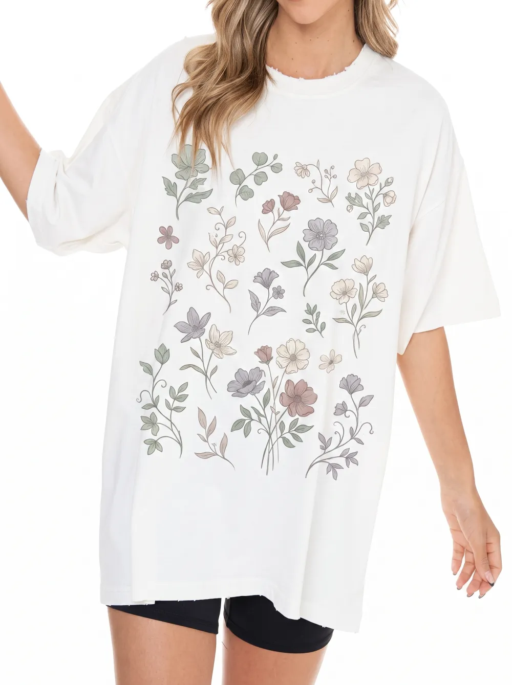 Women's Botanical Nature Lover Wildflower Printed T-shirt