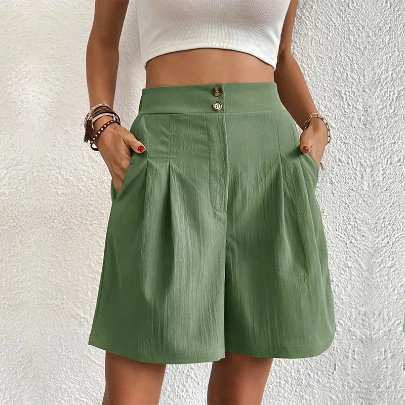  High Waist Pleated Shorts