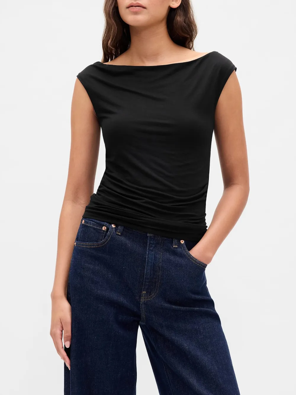 Shoulder Solid Color Short Sleeved Top