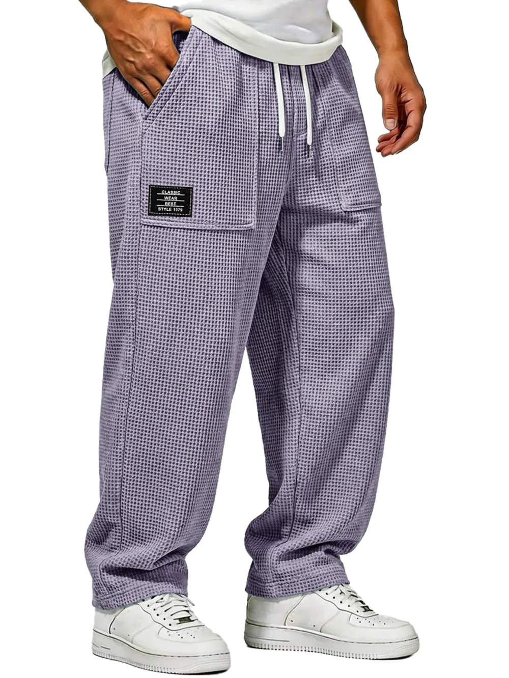 Textured Knit Pocket Relaxed Trousers