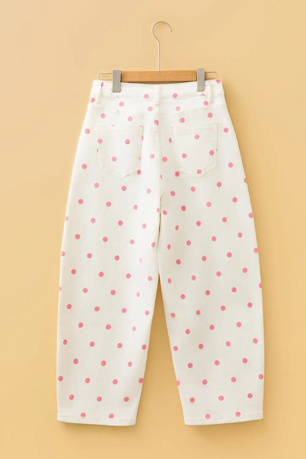 Polka Dot Relaxed Fit Barrel Leg Cropped Casual Jeans