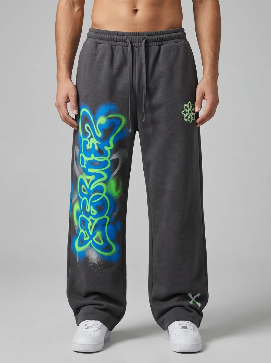 Unisex Modern Streetwear Graffiti Floral Sweatpants
