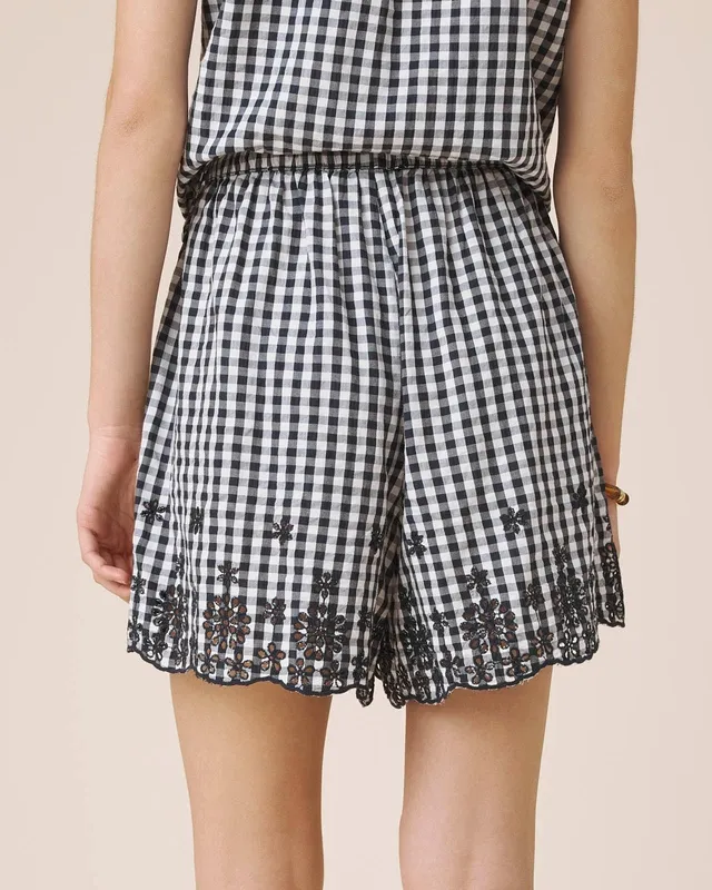 Draped Gingham  Shorts