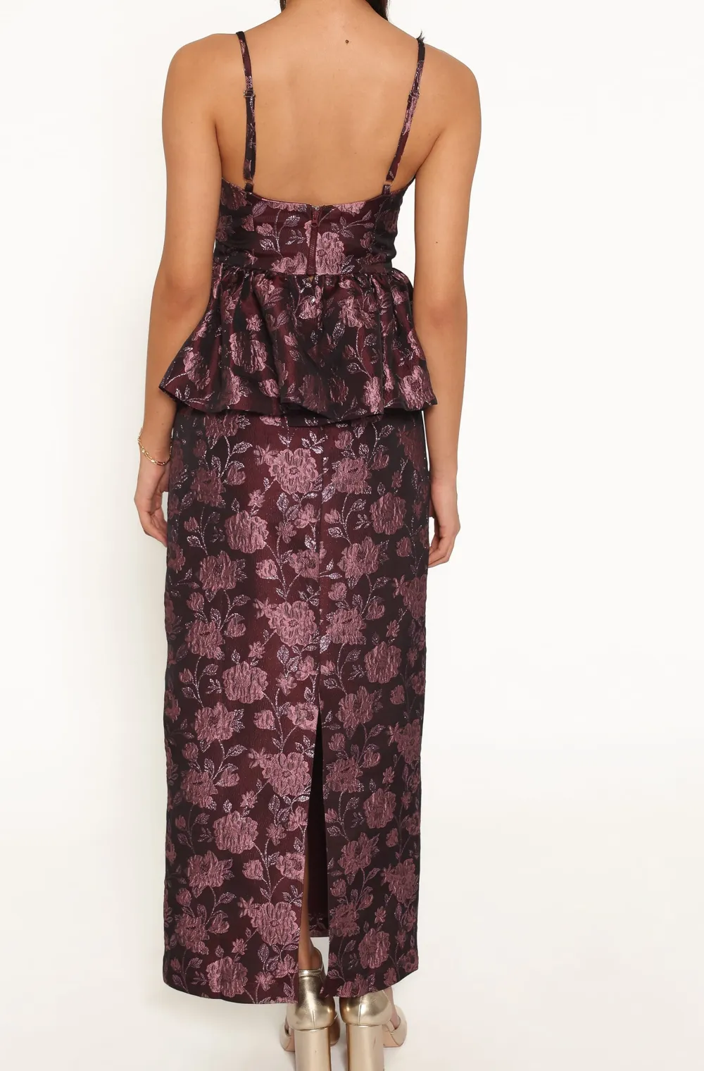 Floral High Rise Column Skirt